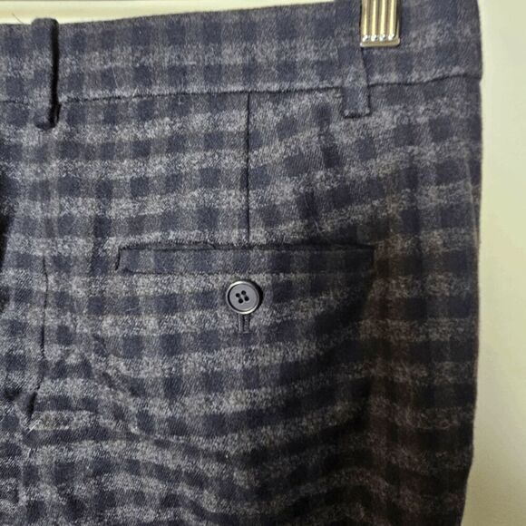 Theory Treeca Brisk Check Plaid Wool Cropped Straight Pants Stretch Women's Gray - Picture 3 of 6
